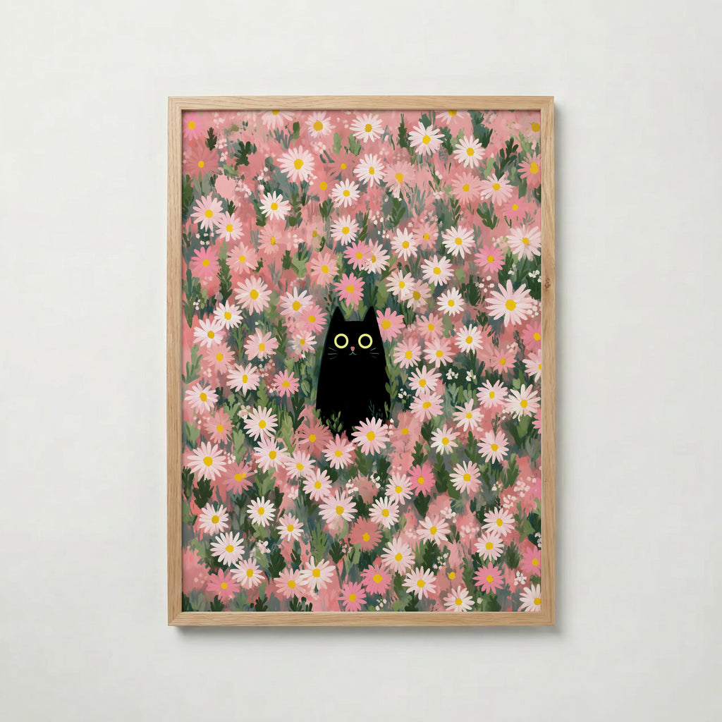 Hidden Cat in Daisy Meadow – affisch med stilfullt motiv från Bozetto i hög kvalitet