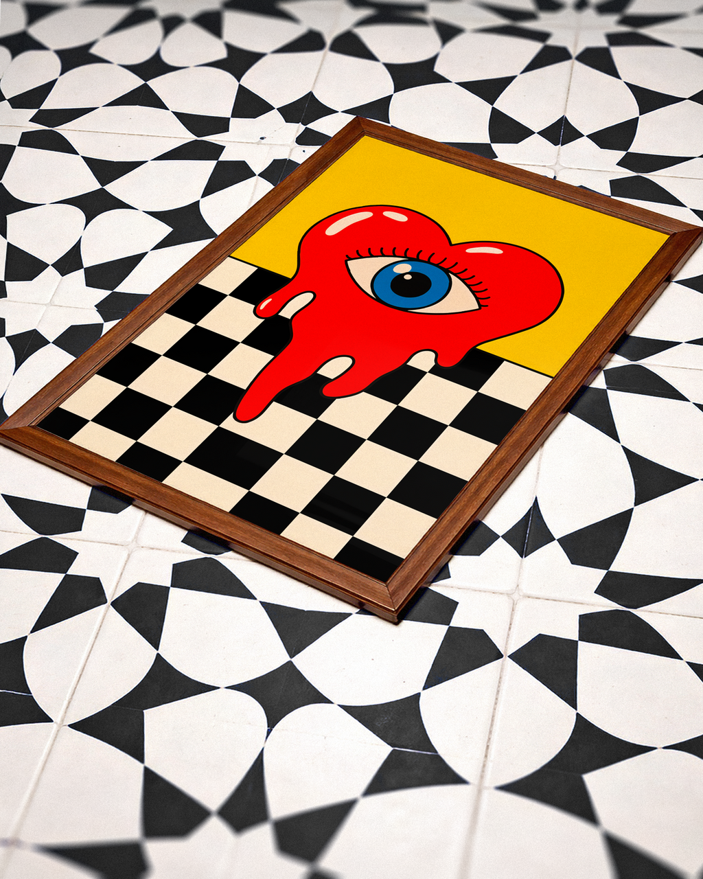 Väggmockup av Melting Heart Vision affisch på ljus vägg – Bozetto konsttryck – nr 3