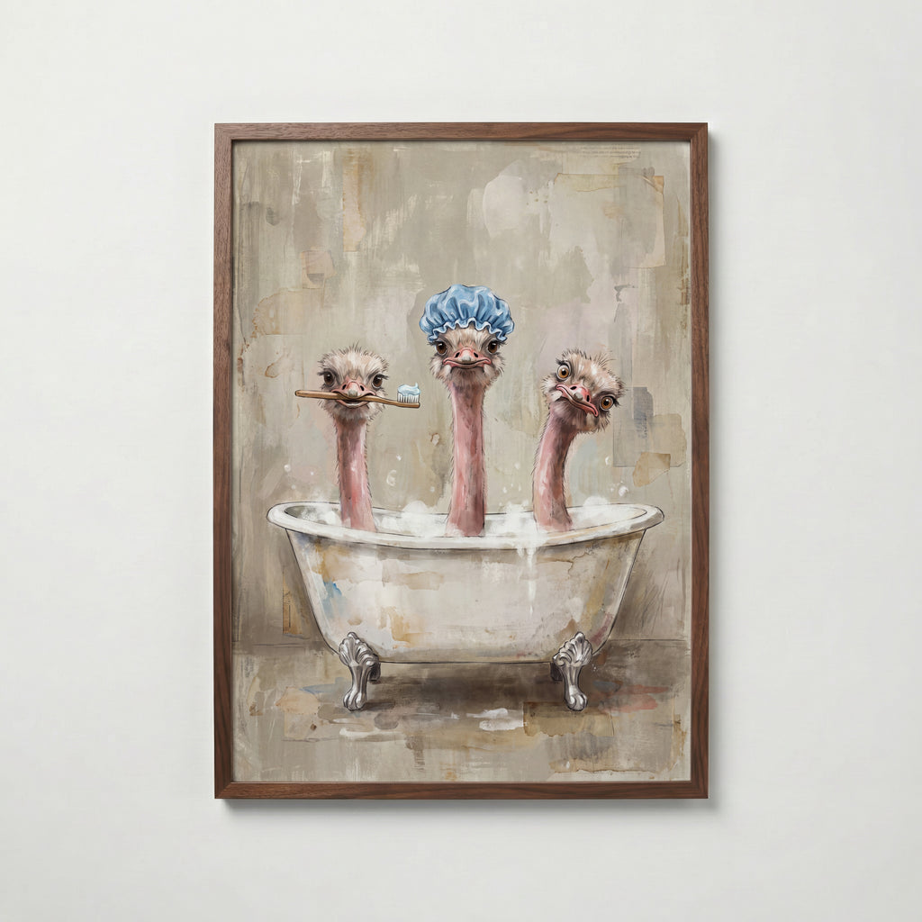 Ostrich Bath Club Poster – valnötsram