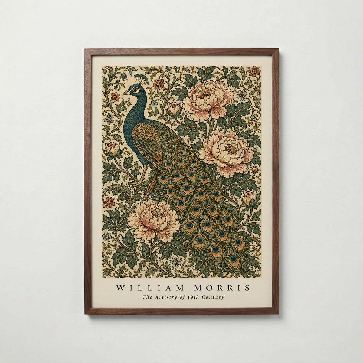 Peacock and Peonies William Morris Poster
