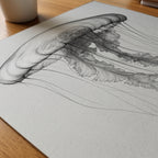 Drifting Jellyfish Sketch Poster – närbild på papper