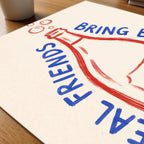 Real Friends Bring Bubbles Poster – närbild på papper