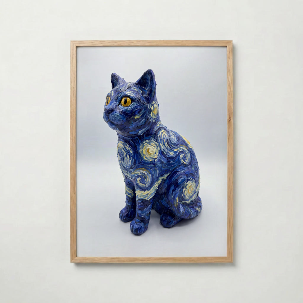 Starry Night Cat Sculpture Poster – ekram
