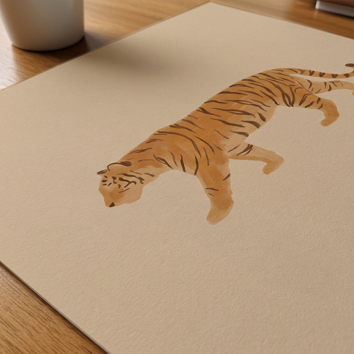 Tiger Stroll Poster – närbild på papper