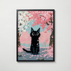 Cat in Apple Orchard Poster i svart ram fran Bozetto