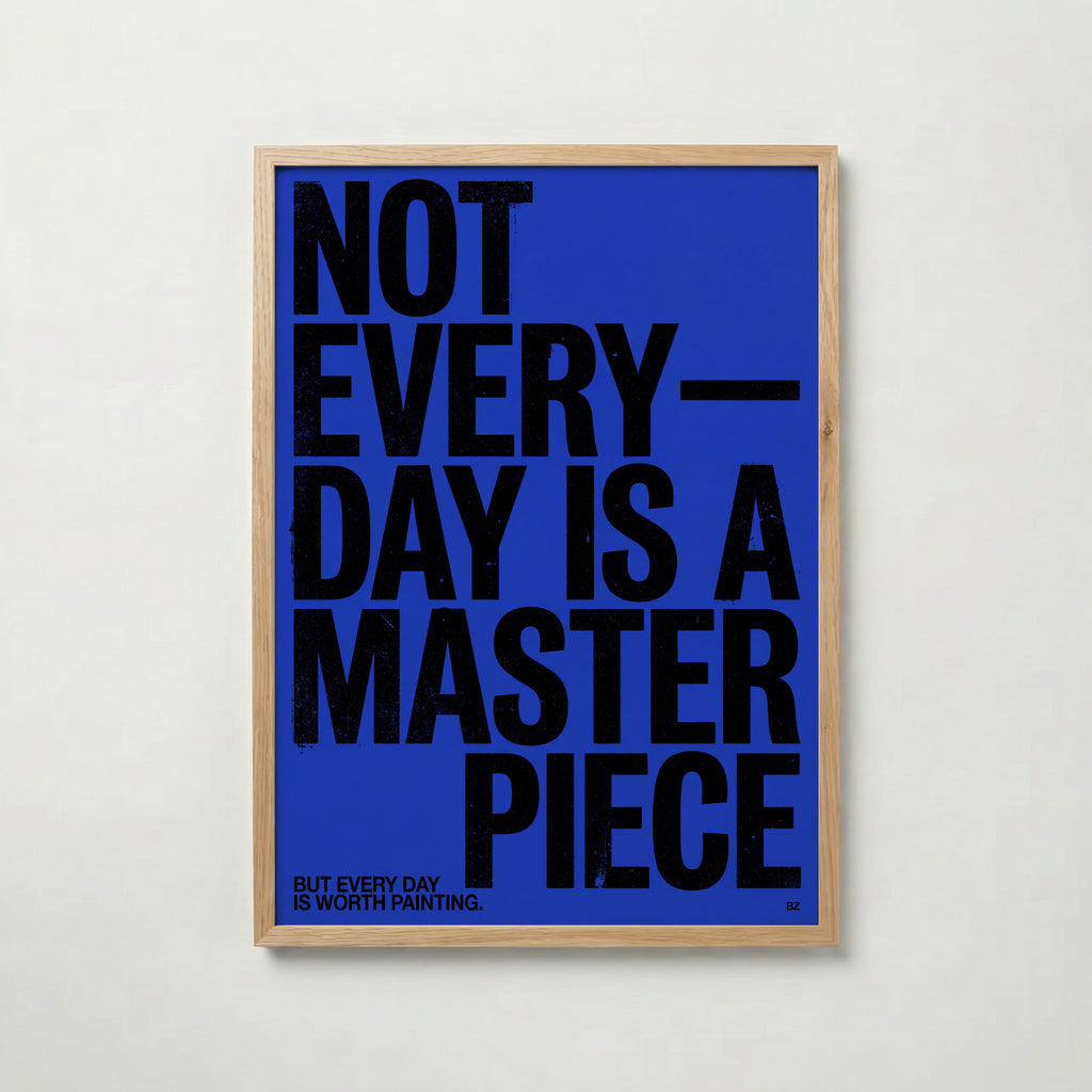 Find Meaning – blå typografisk affisch i ekram, leverans 1–3 dagar från Bozetto
