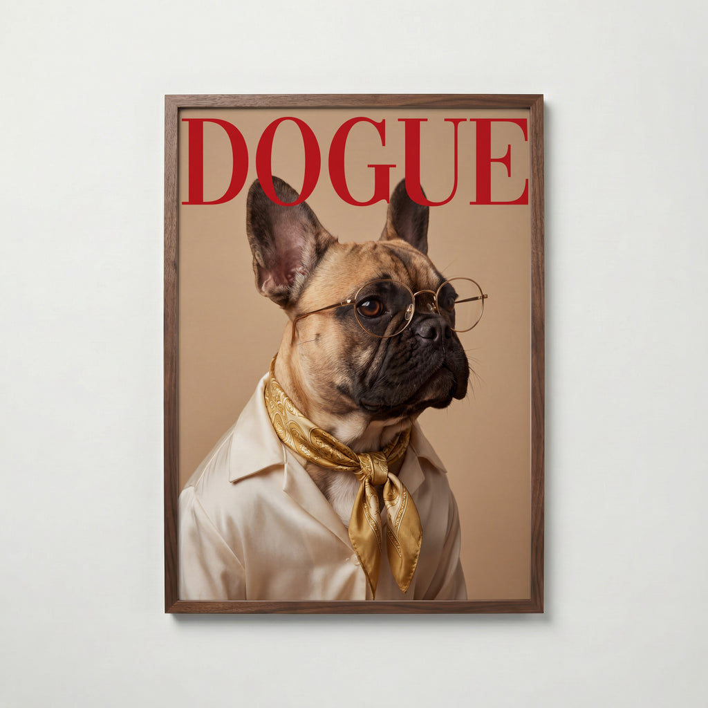 DOGUE husdjursporträtt i valnötsram