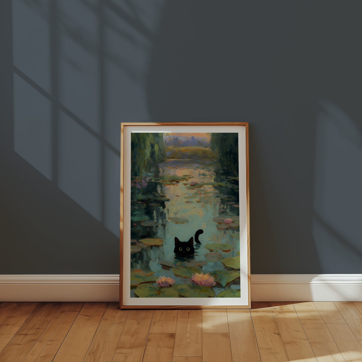 Midnight Reflections Poster med passepartout i ram på vägg