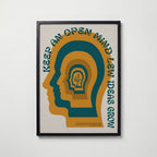Open Mind Poster i svart ram, väggkonst i petrol och solgult med fri frakt över 499 kr