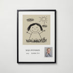 Personlig poster barnets teckning i svart ram