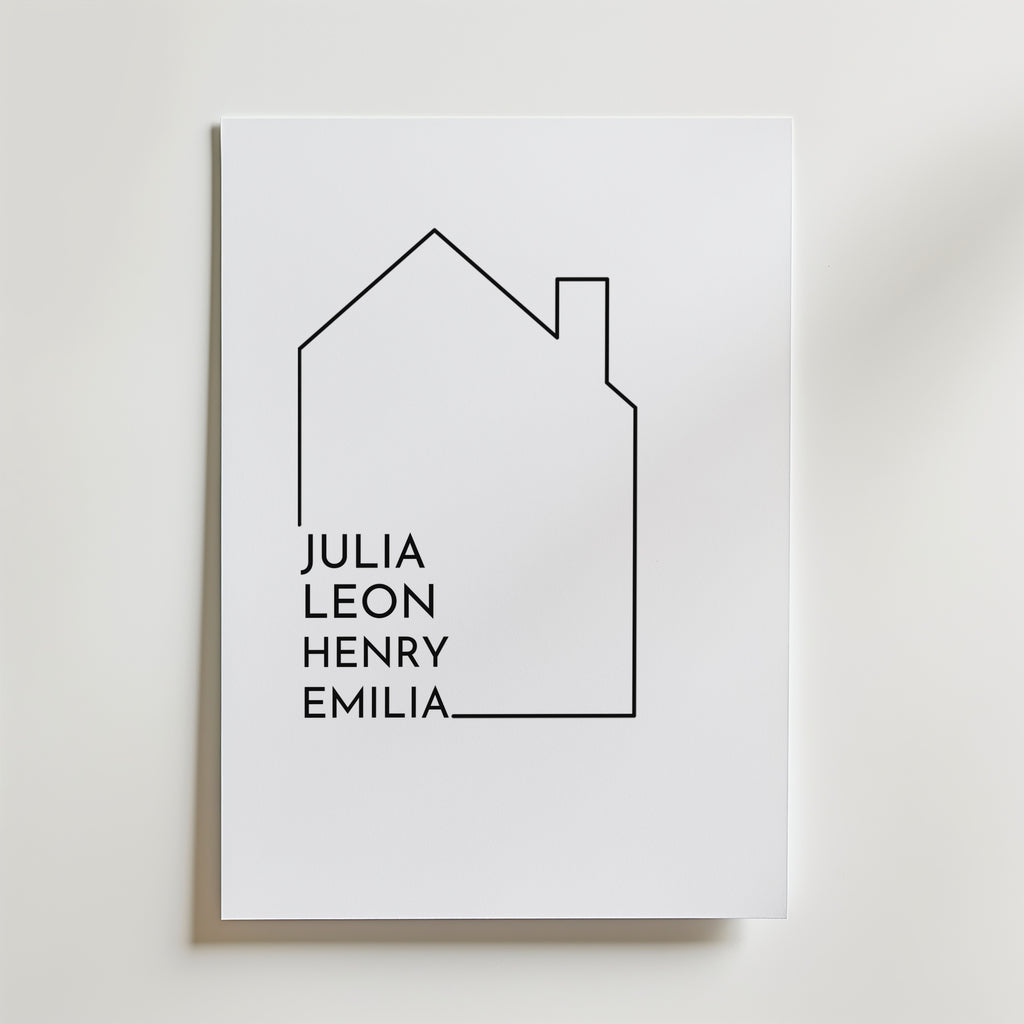 Personlig poster hus med familjens namn poster
