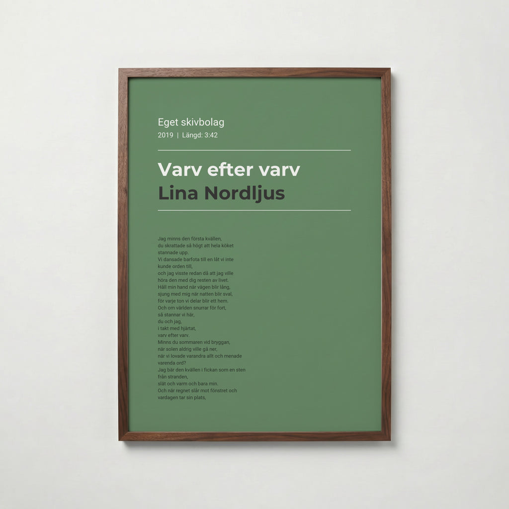 Personlig låttextposter i valnötsram