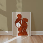Terracotta Embrace Poster på väggen i ett ljust skandinaviskt vardagsrum