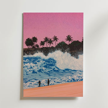 Hiroshi Nagai Sunset Surf utan passepartout
