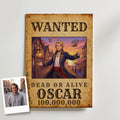 Före och efter: foto på en ung man bredvid hans WANTED-animeposter